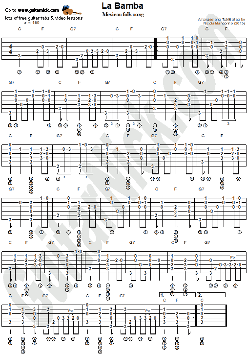 La Bamba - fingerstyle guitar tab