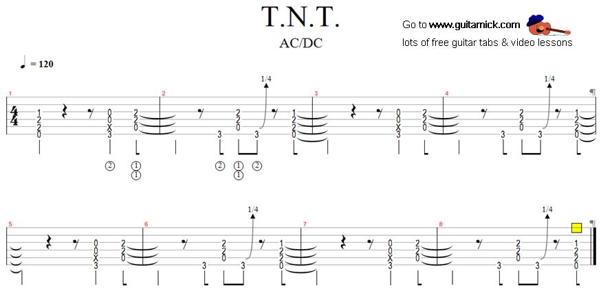 Live Wire AC DC guitar tab score 